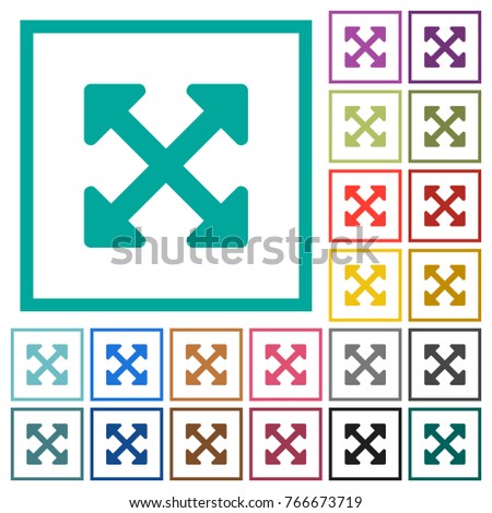 Resize full alt flat color icons with quadrant frames on white background