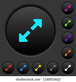 Resize full dark push buttons with vivid color icons on dark grey background