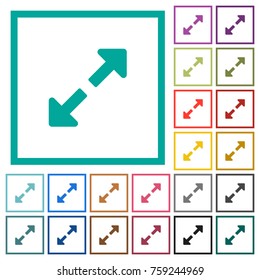Resize full flat color icons with quadrant frames on white background