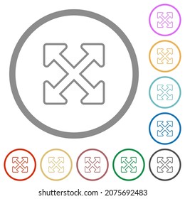 Resize full outline flat color icons in round outlines on white background