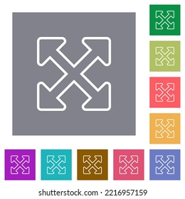 Resize full outline flat icons on simple color square backgrounds