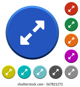Resize full round color beveled buttons with smooth surfaces and flat white icons