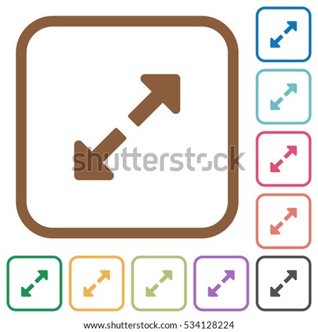 Resize full simple icons in color rounded square frames on white background