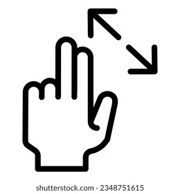 Resize gesture line icon. Zoom in vector illustration isolated on white. Swipe gesture outline style designed for and app. Eps 10.