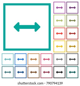 Resize horizontal flat color icons with quadrant frames on white background