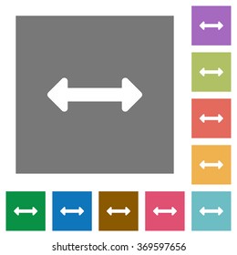 Resize horizontal flat icon set on color square background.