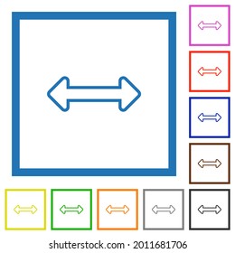 Resize horizontal outline flat color icons in square frames on white background
