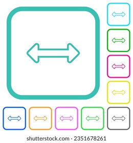 Resize horizontal outline vivid colored flat icons in curved borders on white background