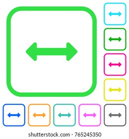 Resize horizontal vivid colored flat icons in curved borders on white background
