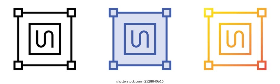 resize icon. Linear, Blue Fill and Gradient Style Design Isolated On White Background