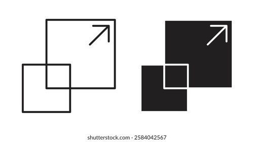 Resize icon set in thin line. vector illustrations for web