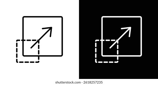 Resize icon shape graphic simple plain clipart symbol. thin line outline art