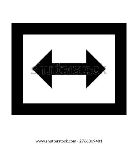 Resize icon in sharp bold line style for screen width or landscape orientation adjustments. Perfect for tools, apps, and interfaces involving stretching, fitting, or horizontal layout control.