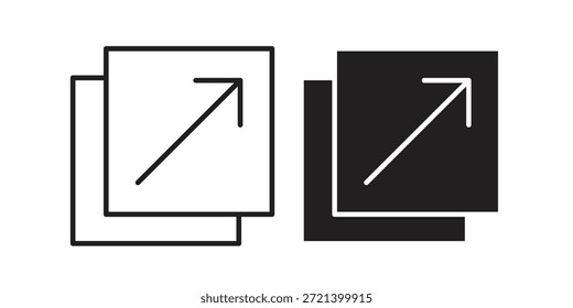 Icono de cambio de tamaño para la Plantilla. Conjunto de gráficos de Vector de iconos