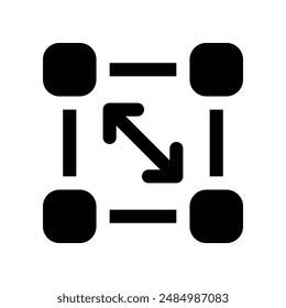 Größenänderungssymbol. Vektorgrafik-Glyphensymbol für Ihre Website, Ihr Mobiltelefon, Ihre Präsentation und Ihr Logo-Design.