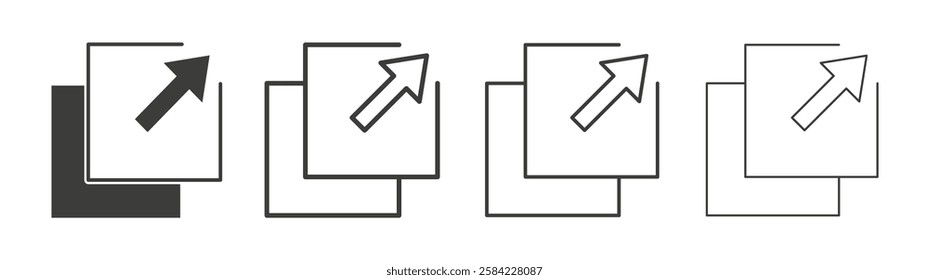 Resize icons set. Liner outlined and flat black color