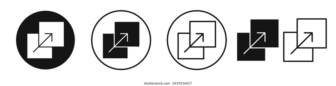 Resize icons set in solid black and stroke line style
