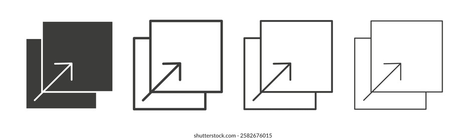 Resize icons set vectors graphic designs