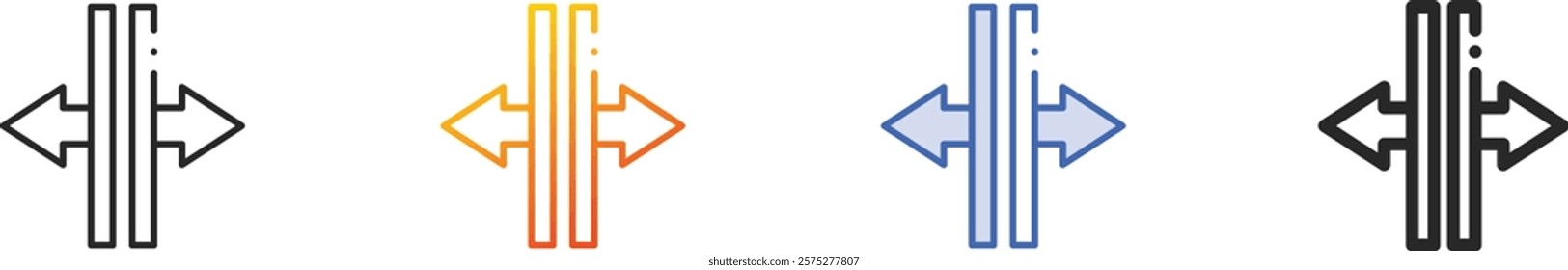 resize icon.Thin Linear, Gradient, Blue Stroke and bold Style Design Isolated On White Background