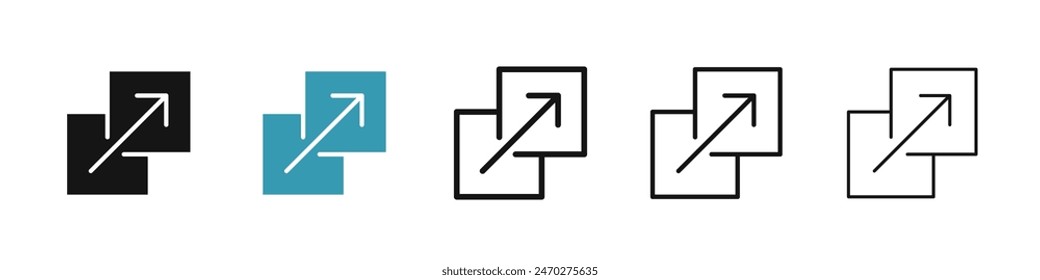 Resize line icon set. upscale streamline screen vector button. scalable big size window sign. maximize or extend image vector icon. scale full screen button sign for UI designs.