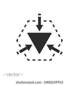 resize or minimize icon, compact size, flat symbol on white background - vector illustration