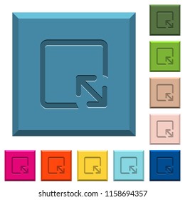 Resize object engraved icons on edged square buttons in various trendy colors