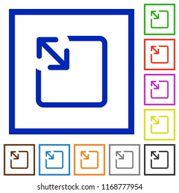 Resize object flat color icons in square frames on white background