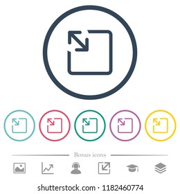 Resize object flat color icons in round outlines. 6 bonus icons included.