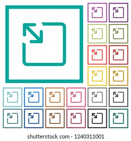 Resize object flat color icons with quadrant frames on white background
