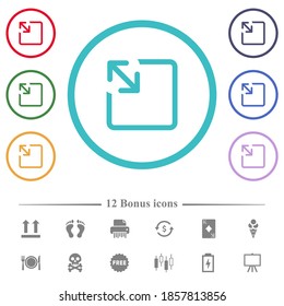 Resize object flat color icons in circle shape outlines. 12 bonus icons included.