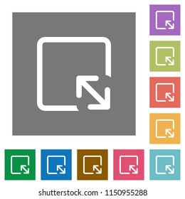 Resize object flat icons on simple color square backgrounds