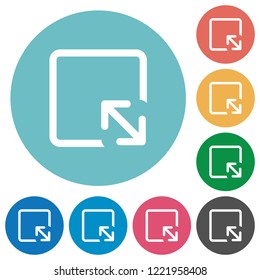Resize object flat white icons on round color backgrounds
