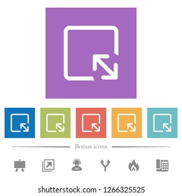 Resize object flat white icons in square backgrounds. 6 bonus icons included.