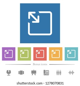 Resize object flat white icons in square backgrounds. 6 bonus icons included.
