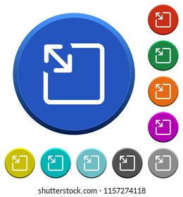 Resize object round color beveled buttons with smooth surfaces and flat white icons