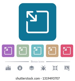 Resize object white flat icons on color rounded square backgrounds. 6 bonus icons included
