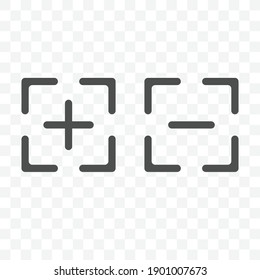 Resize in out icon vector illustration isolated sign symbol - black and white style in transparent background.