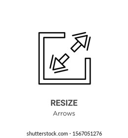 Resize outline vector icon. Thin line black resize icon, flat vector simple element illustration from editable arrows concept isolated on white background