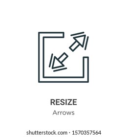 Resize outline vector icon. Thin line black resize icon, flat vector simple element illustration from editable arrows concept isolated on white background
