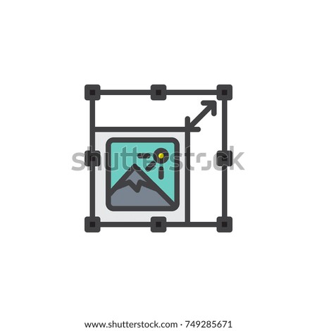 Resize picture filled outline icon, line vector sign, linear colorful pictogram isolated on white. Symbol, logo illustration. Pixel perfect vector graphics