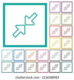 Resize small outline flat color icons with quadrant frames on white background
