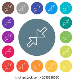 Cambiar el tamaño de los iconos blancos planos de contorno pequeños en fondos de color redondo. Se incluyen 17 variaciones de color de fondo.