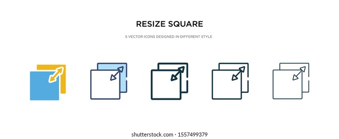 Größe des quadratischen Symbols in einer anderen Vektorgrafik. quadratische Vektorsymbole mit zwei Farben und schwarzer Größe, die in voller Ausführung, Umriss-, Linien- und Strichstil entworfen wurden, können für Web-, Mobil-,