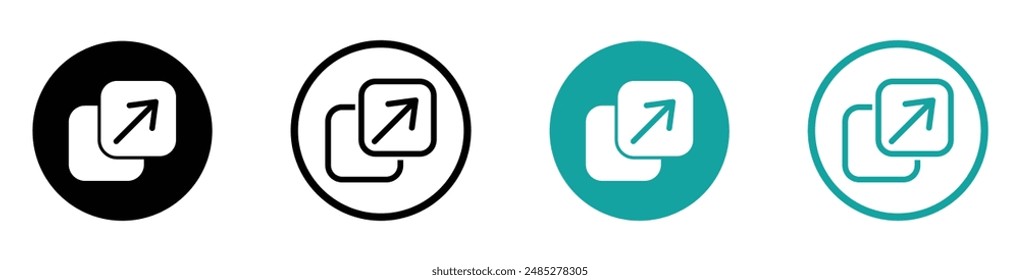 Resize vector icon set. Maximize or extend image icon designs