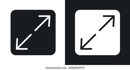 Resize vector icon set in solid black and white color