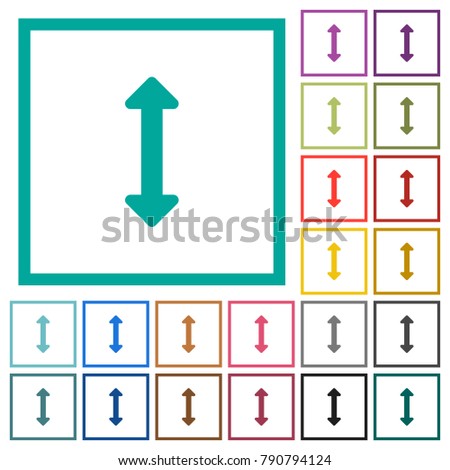 Resize vertical flat color icons with quadrant frames on white background