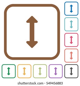 Resize vertical simple icons in color rounded square frames on white background