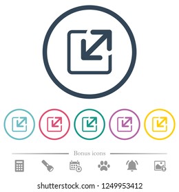 Resize window flat color icons in round outlines. 6 bonus icons included.