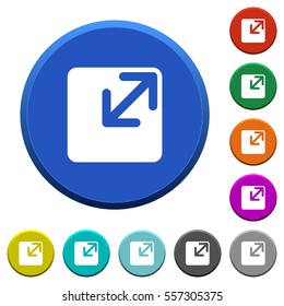 Resize window round color beveled buttons with smooth surfaces and flat white icons
