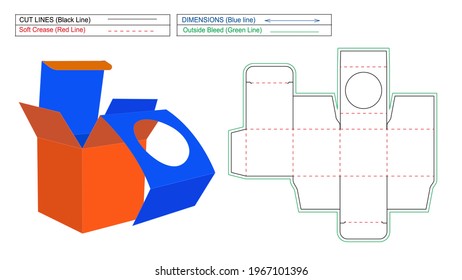 Resizeable And Editable Reverse Tuck End Box Dieline And Packaging Design Template, Diecut And 3D Vector Render Box